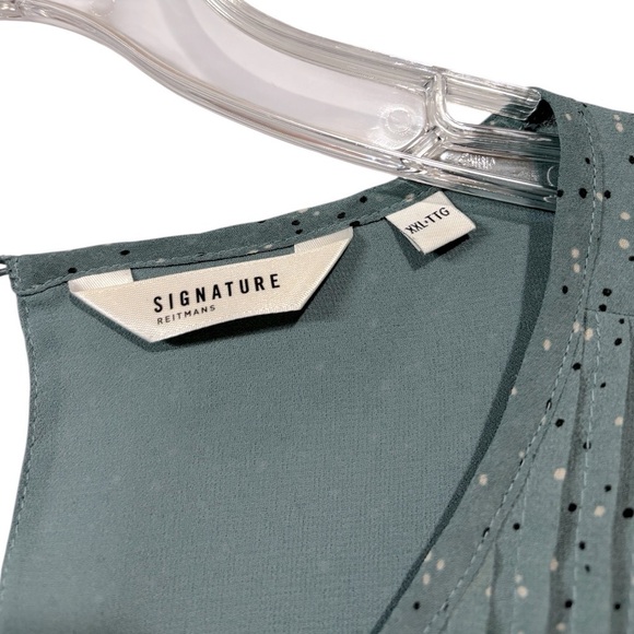 NWOT, Reitmans, Flowy Plus Size Blouse XXL Aqua Polka Dot - Picture 9 of 9
